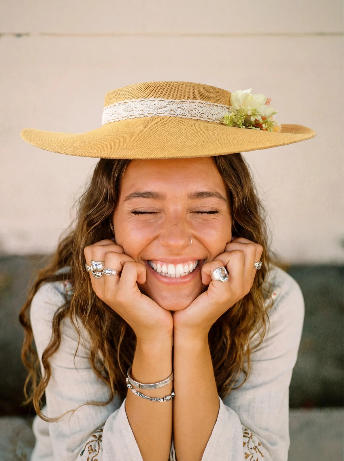 Women's Straw Sun Hat Wide Brim Boater Floral Lace Ribbon Summer Beach Fedora – view 04