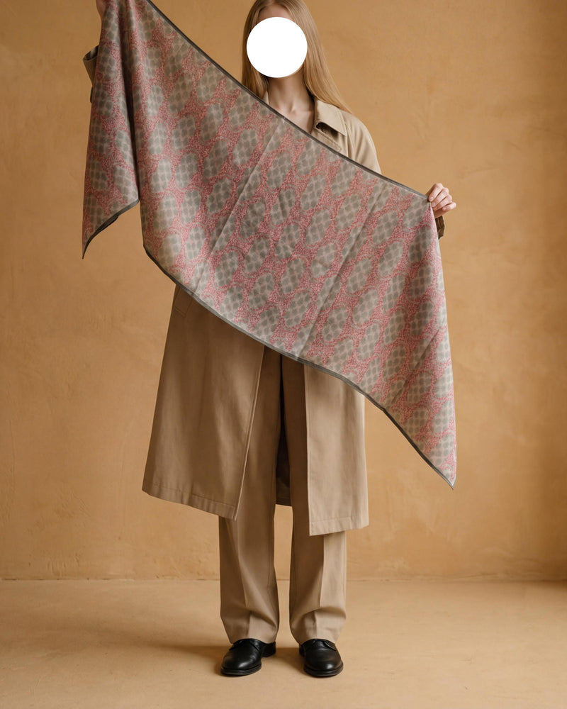 Gray Pink Geometric Soft Scarf Shawl Wrap – Lightweight Semi-Sheer Long Scarf, Minimalist Dot Print, Gift for Her