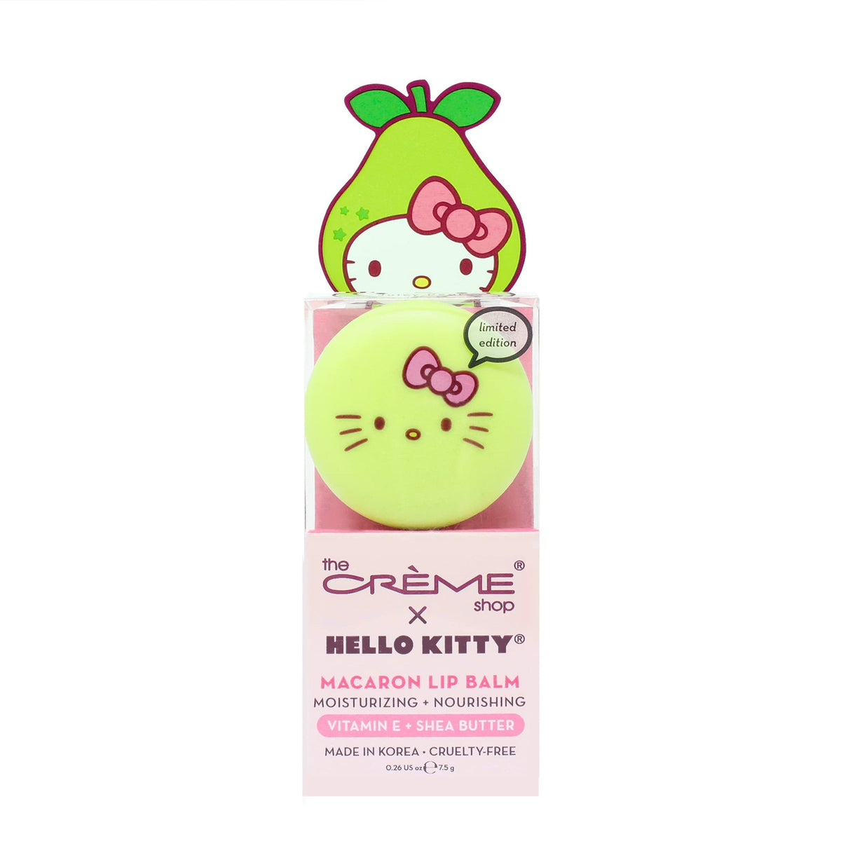 The Crème Shop Hello Kitty Vitamin E & Shea Butter Macaron Lip Balm – Juicy Pear