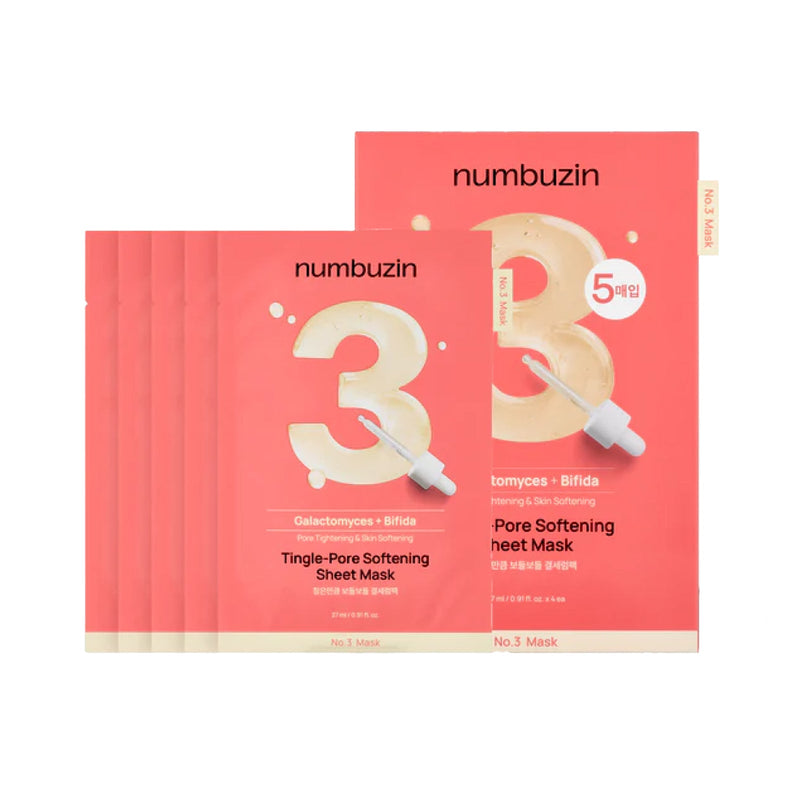 numbuzin No.3 Tingle-Pore Softening Sheet Mask 1 Box (5 Sheets)