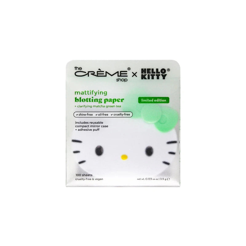 The Crème Shop Hello Kitty Mattifying Blotting Paper + Mirrored Case – Matcha