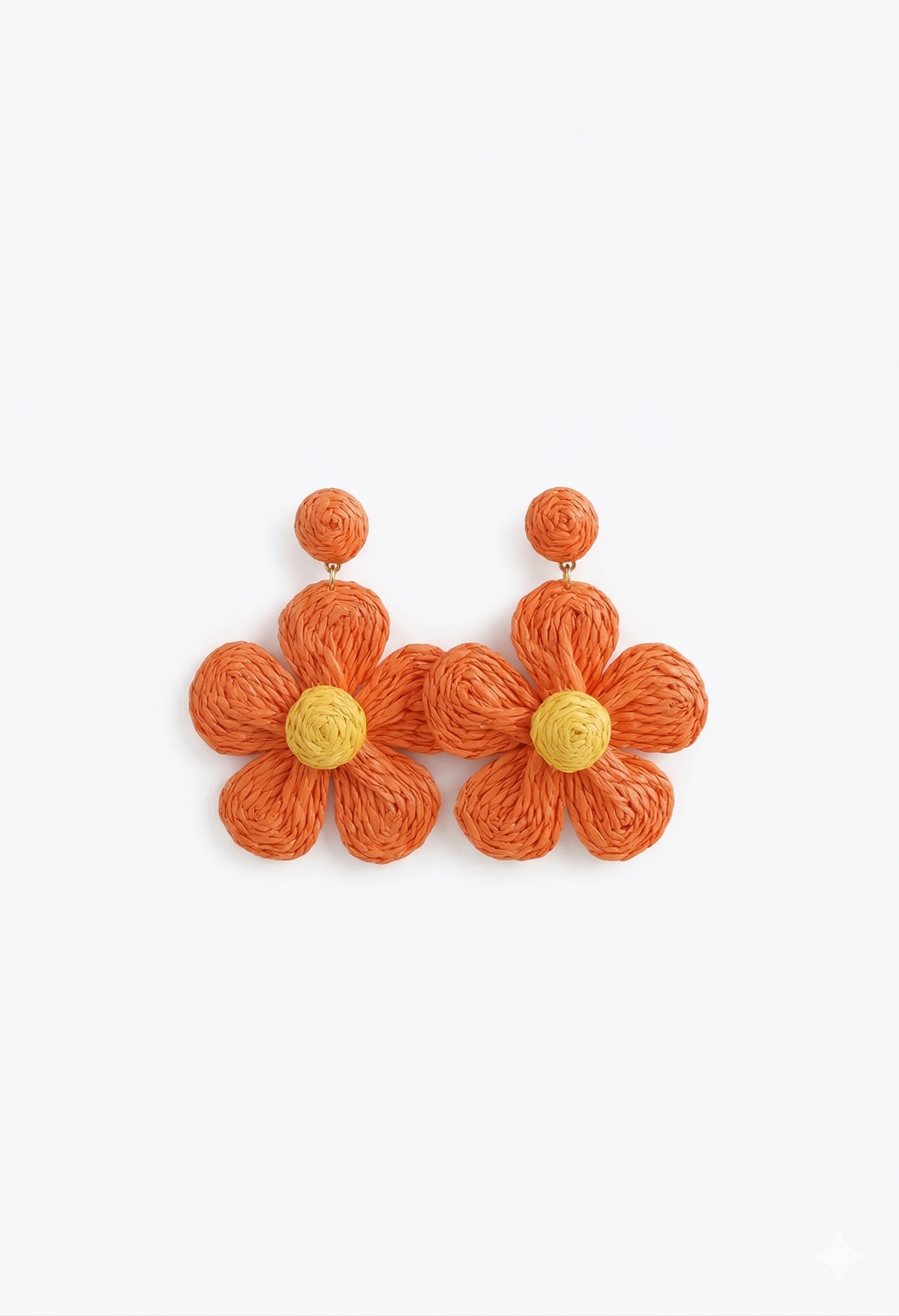 Violette Boho Flower Rattan Drop Earrings Orange Yellow