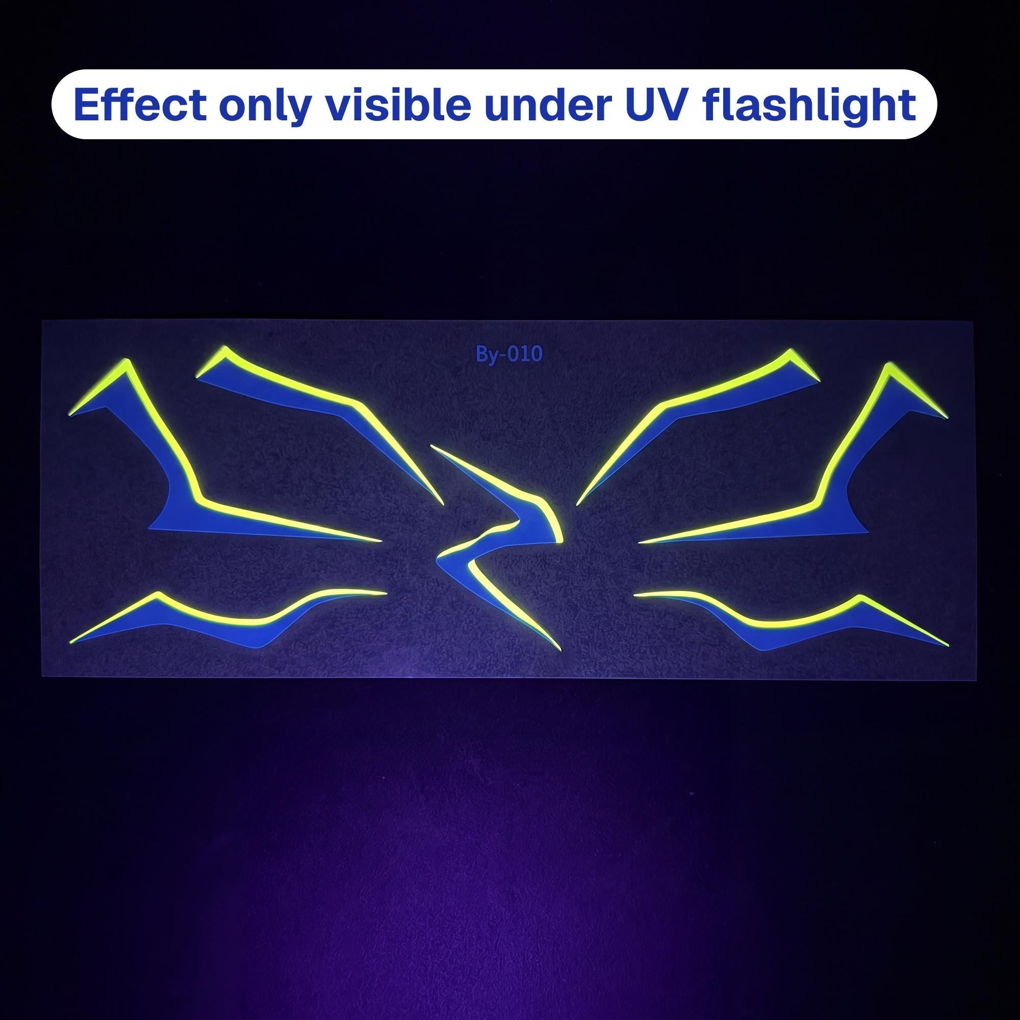 UV Glow Neon Temporary Tattoos, Cyber Claw Face & Body Stickers, 5 Pack