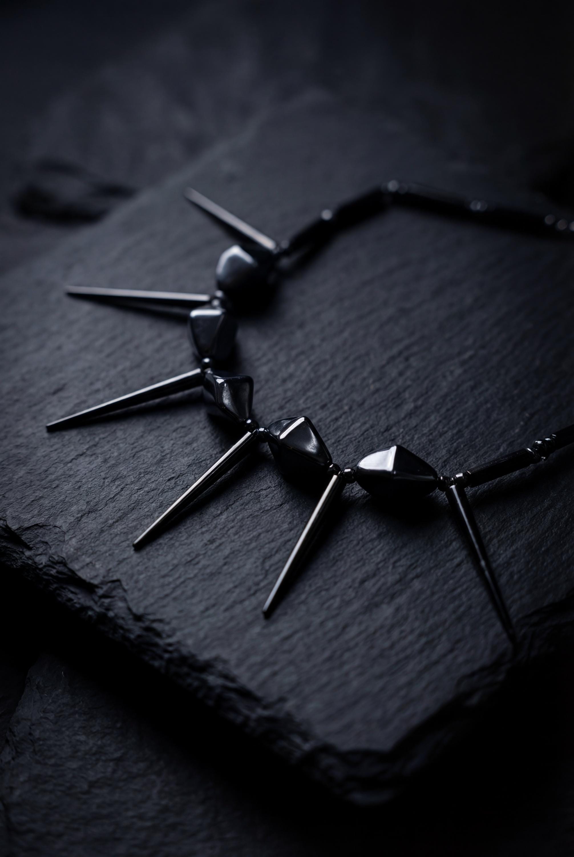 Gothic Spike Necklace, Punk Statement Choker, Black Industrial Necklace, Alt Fashion Jewelry, Edgy Spiked Collar, Dark Glam Gift