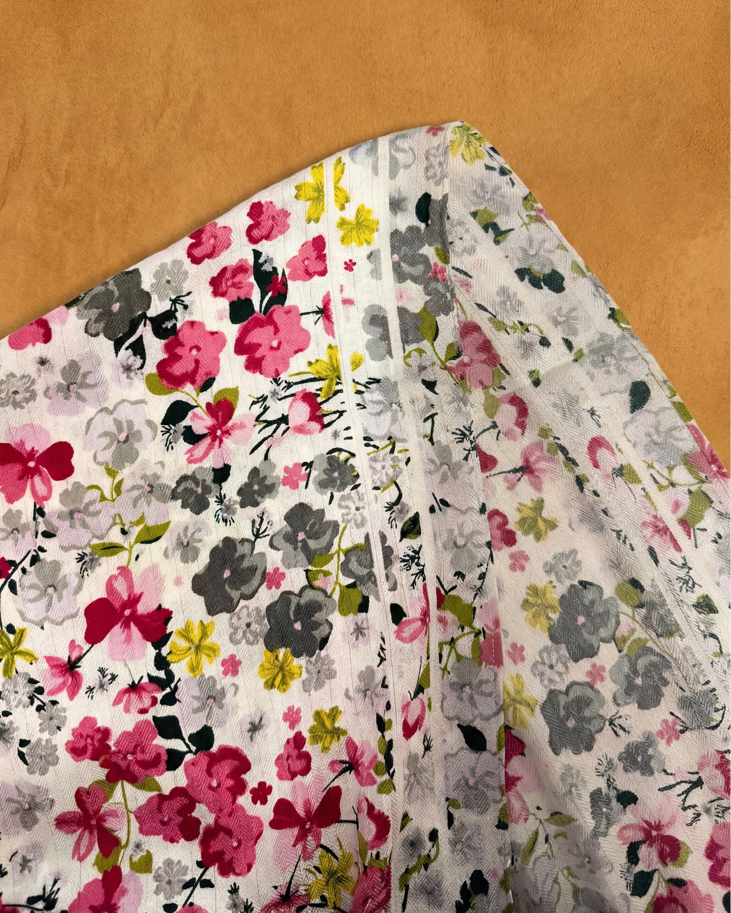Floral Lightweight Scarf, Romantic Spring Wrap, Soft Sheer Neck Scarf, Pink Grey Botanical Print, Gift for Her