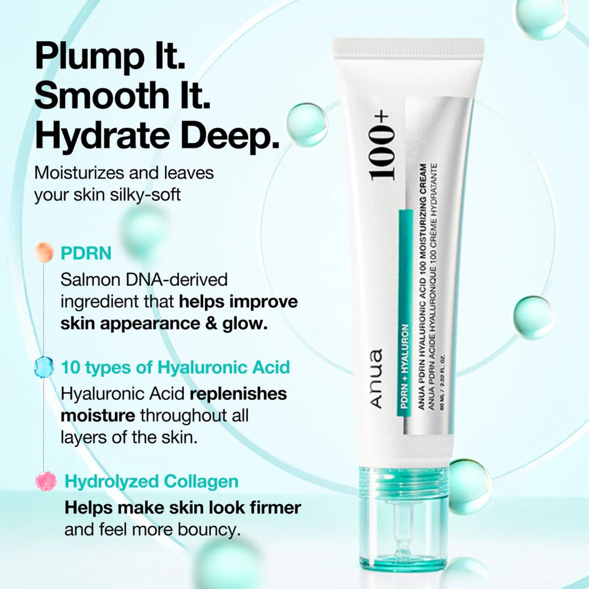ANUA PDRN Hyaluronic Acid 100 Moisturizing Cream 60 ml