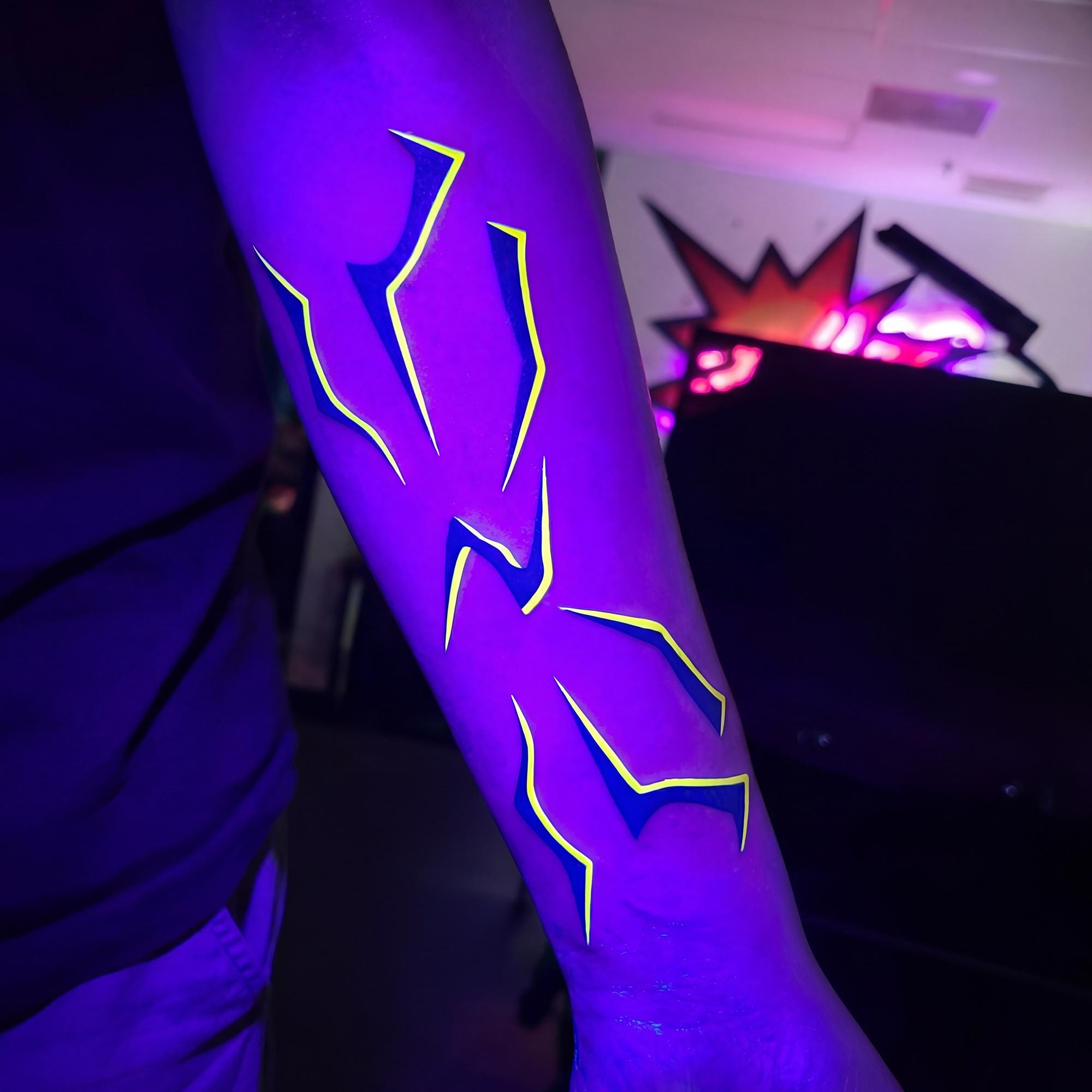 UV Glow Neon Temporary Tattoos, Cyber Claw Face & Body Stickers, 5 Pack