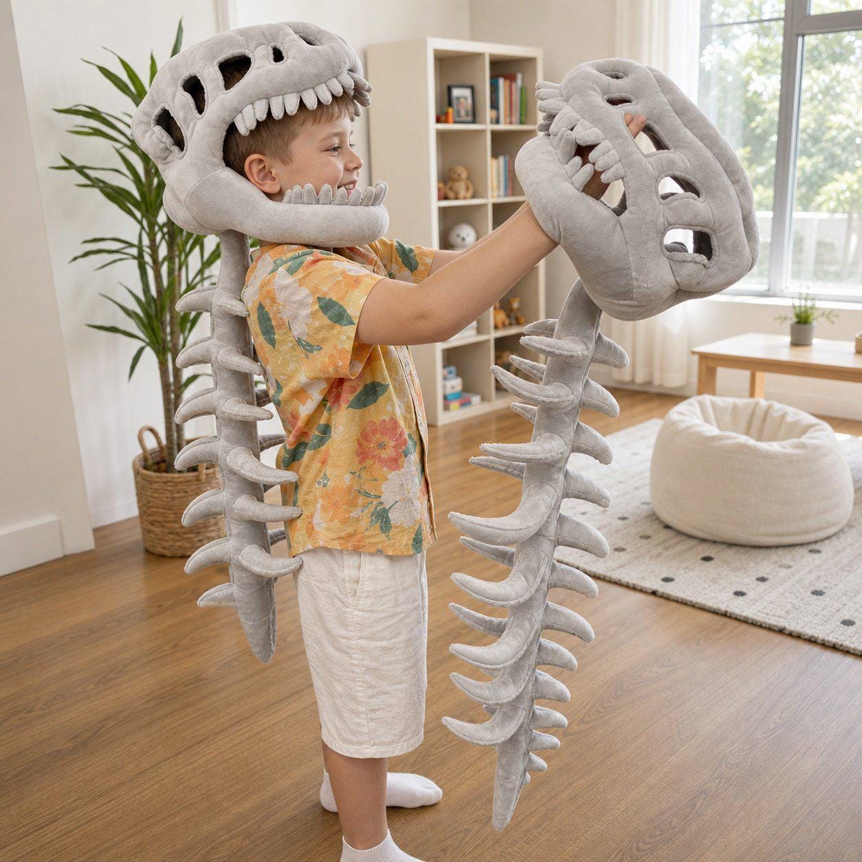 Dinosaur Plush Head Mask Costume Hood Kids or Adult Size