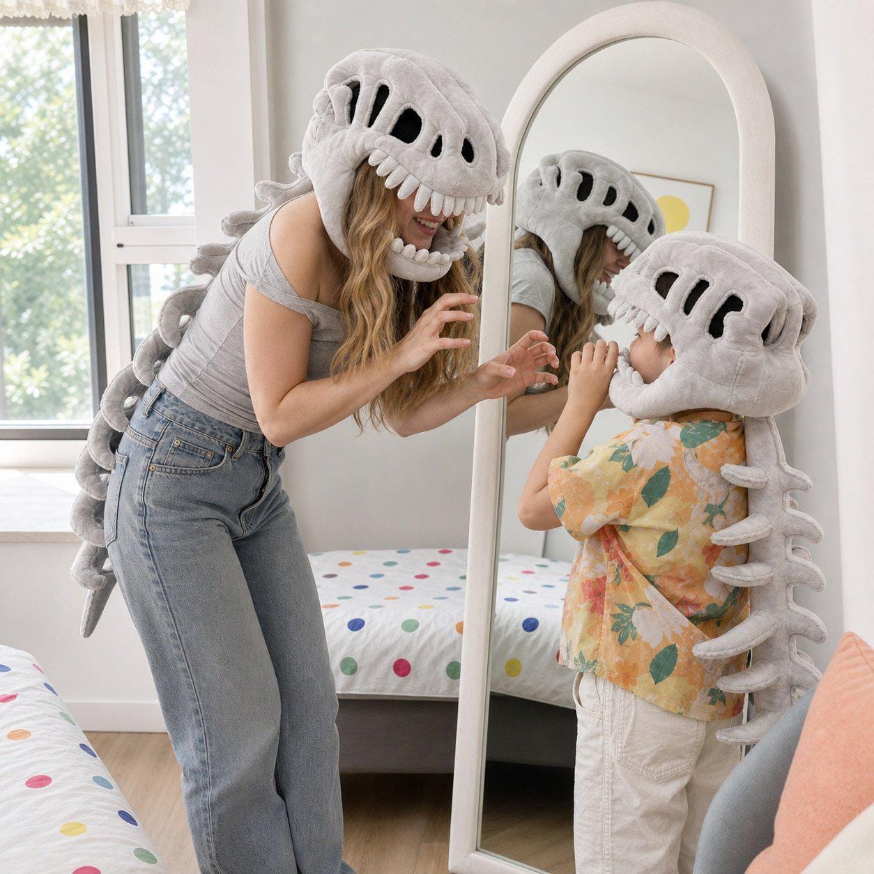 Dinosaur Plush Head Mask Costume Hood Kids or Adult Size