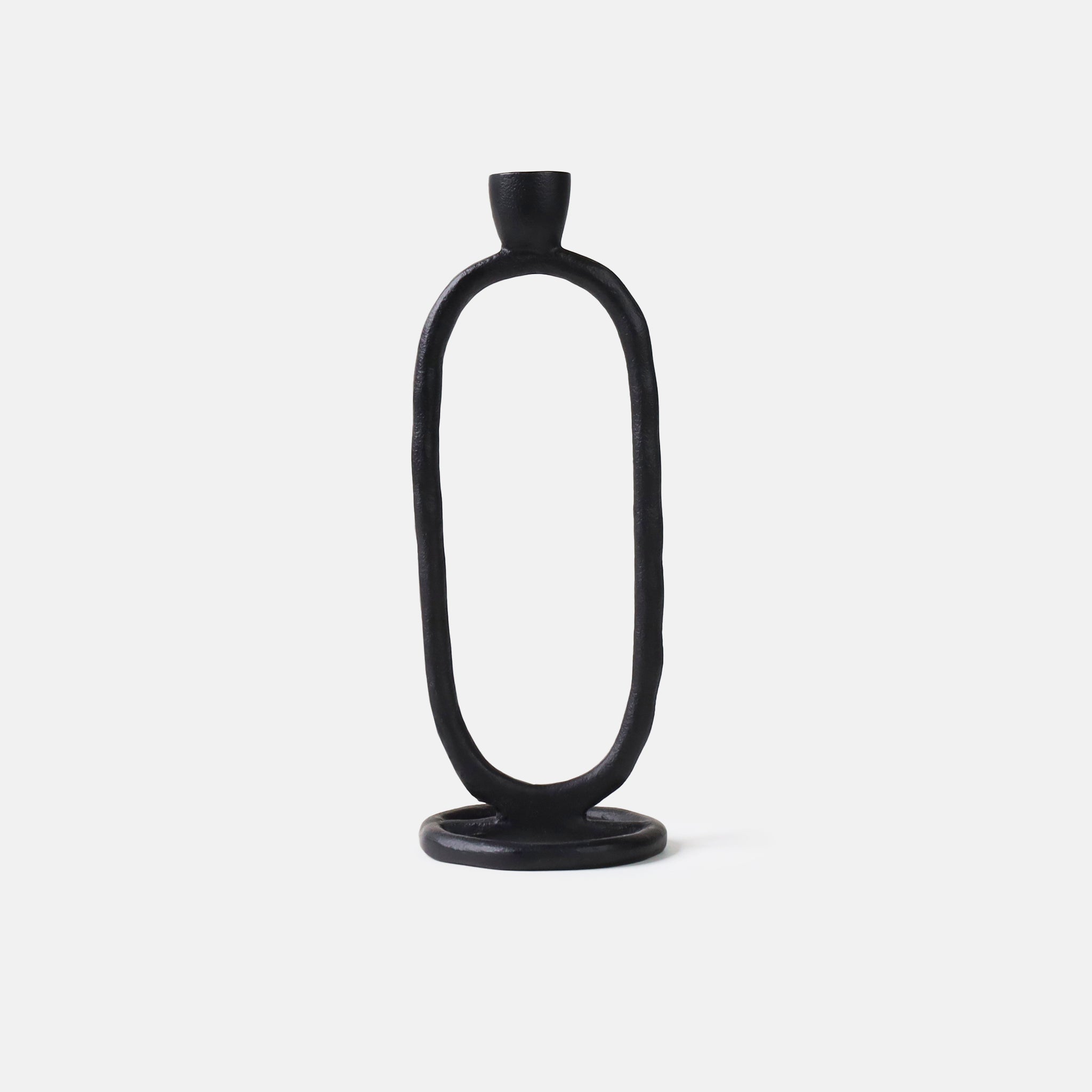 Black Oval Ring Taper Candle Holder