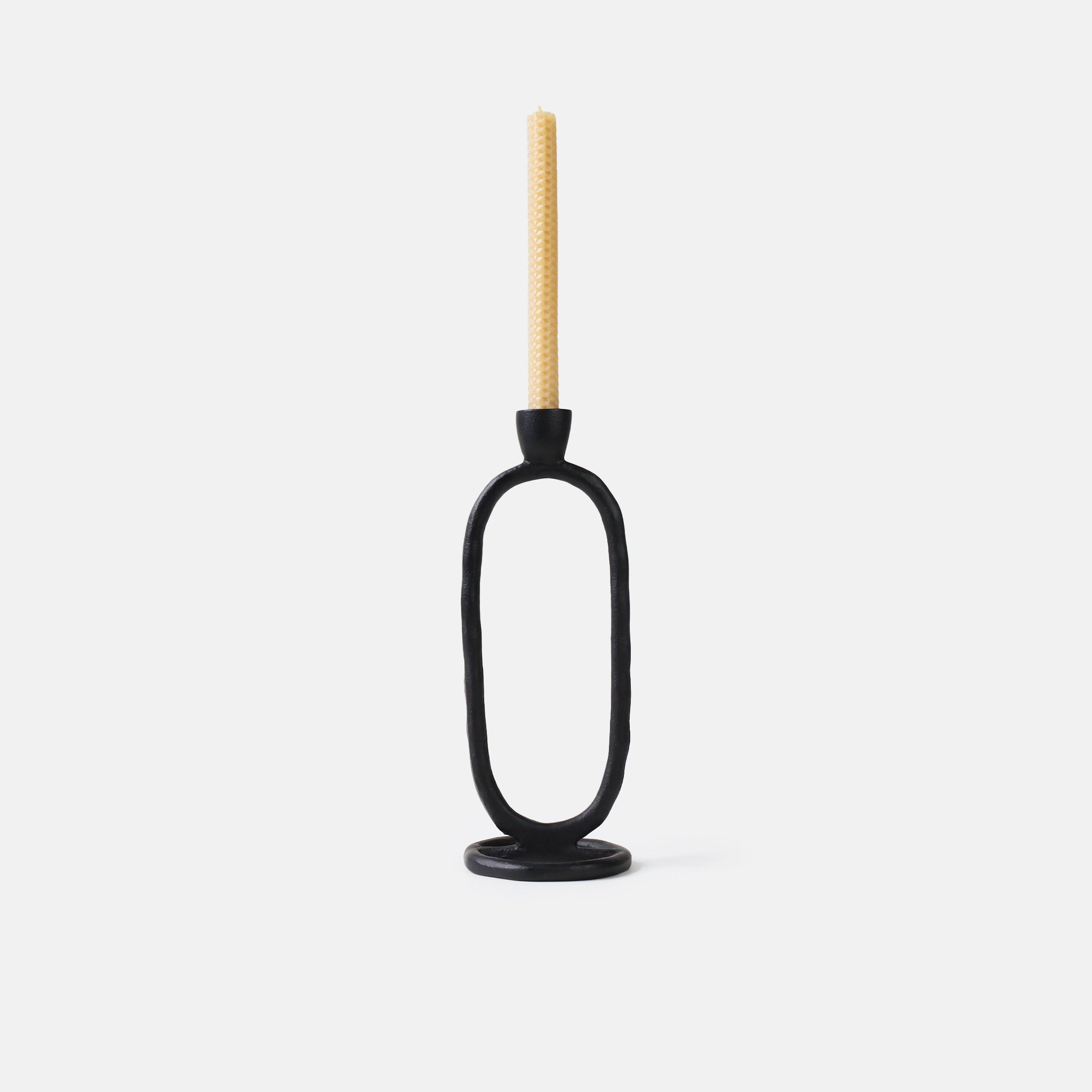 Black Oval Ring Taper Candle Holder