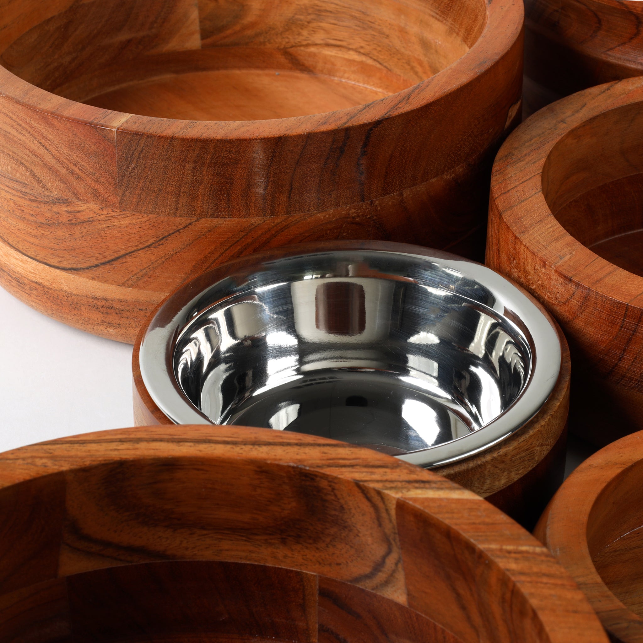 Wooden Straight Dog Bowl